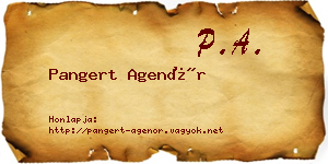 Pangert Agenór névjegykártya